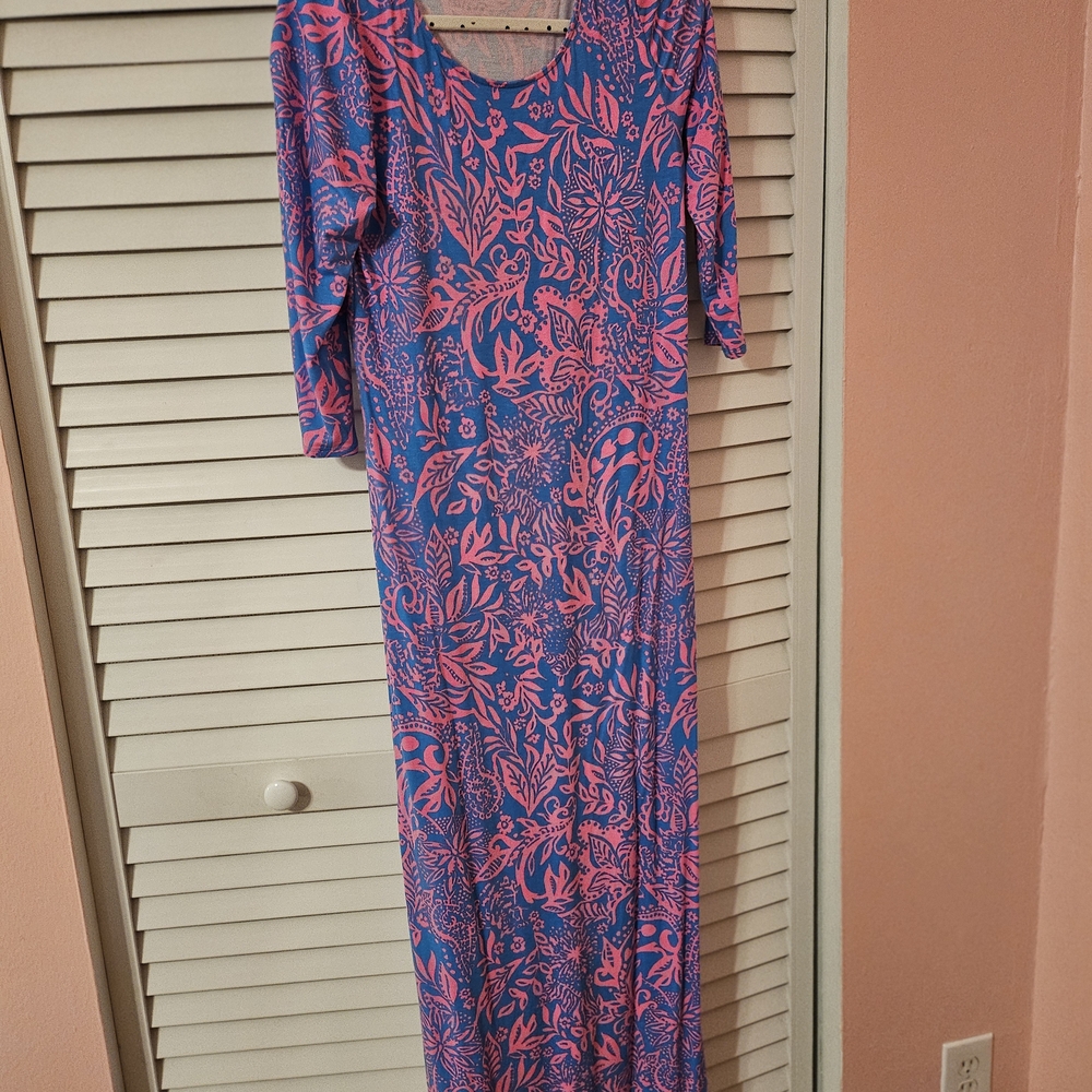 Lilly Pulitzer Vibrant Pink and Blue Long Sleeve Dress